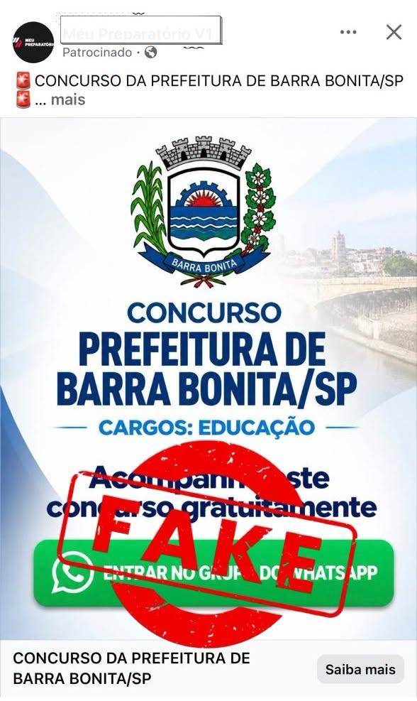 PREFEITURA ALERTA SOBRE ANÚNCIO FALSO DE SUPOSTO CONCURSO PÚBLICO