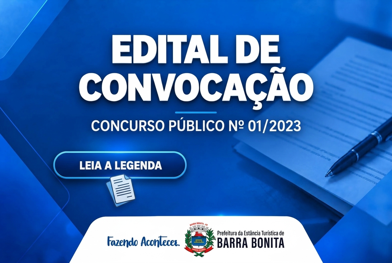 PREFEITURA DE BARRA BONITA CONVOCA APROVADOS NO CONCURSO PÚBLICO Nº 01/2023
