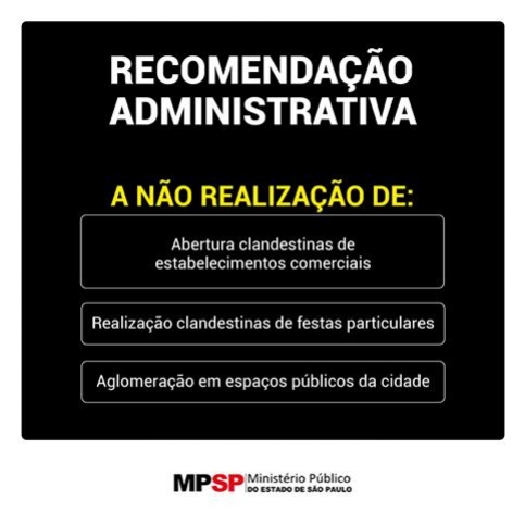 RECOMENDAÇÃO ADMINISTRATIVA MINISTÉRIO PÚBLICO DE SÃO PAULO