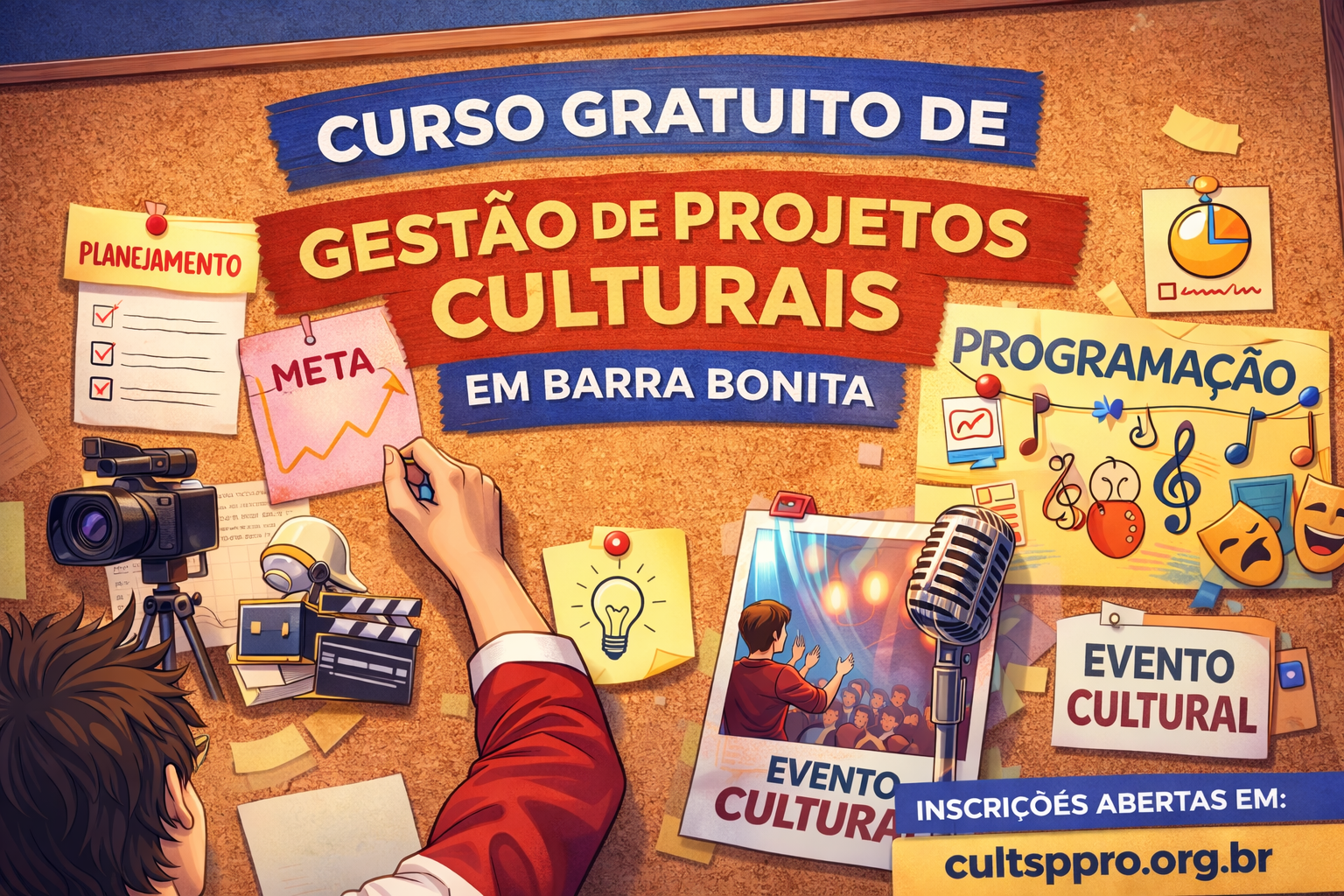 CURSO GRATUITO DE GESTÃO DE PROJETOS CULTURAIS EM BARRA BONITA