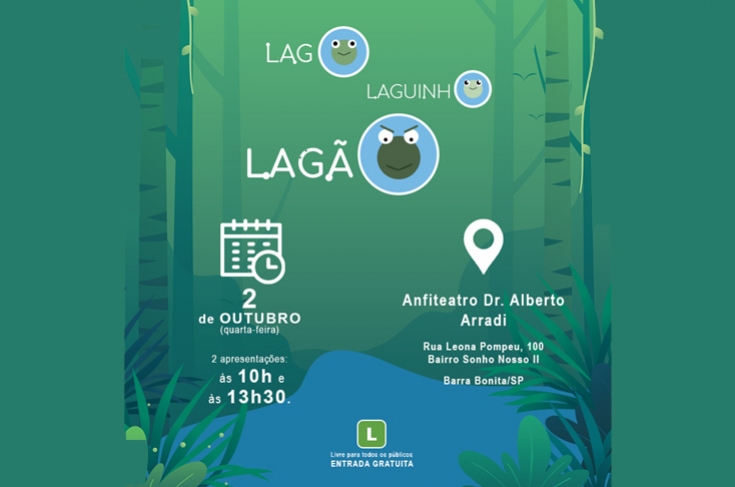 Barra Bonita recebe apresentação teatral infantil gratuita “Lago, Laguinho, Lagão” nesta quarta-feira (2)