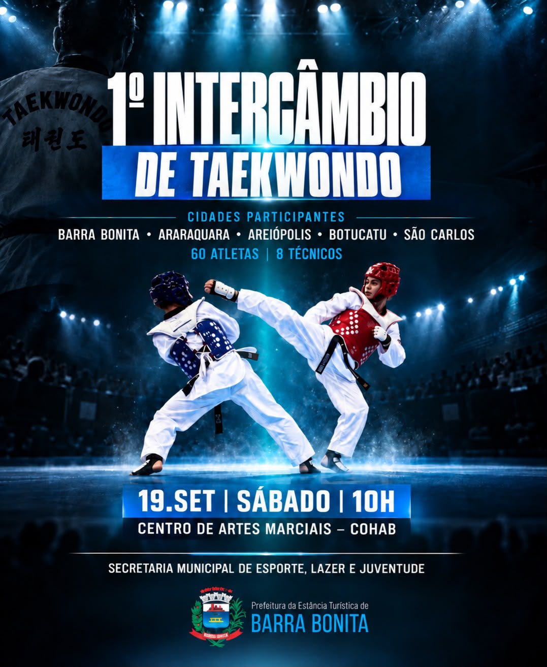 CENTRO DE ARTES MARCIAIS RECEBE 60 ATLETAS NO 1º INTERCÂMBIO DE TAEKWONDO