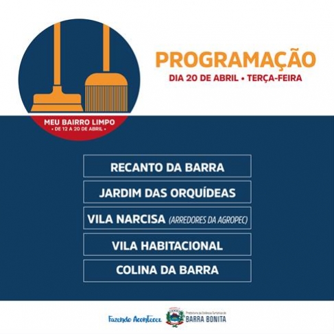 PROGRAMAÇÃO CAMPANHA “BAIRRO LIMPO” PARA LIMPAR QUINTAIS E TERRENOS